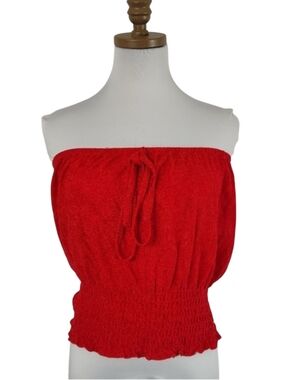 Vintage 70s Luxe Fashions Women's Red Tube Top Size Large Hippie Chic